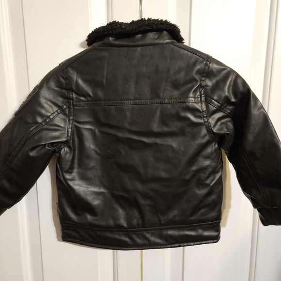 Hawke & Co Outfitter Faux Leather Jacket Youth Size 3 T Sherpa Lined - Picture 4 of 7